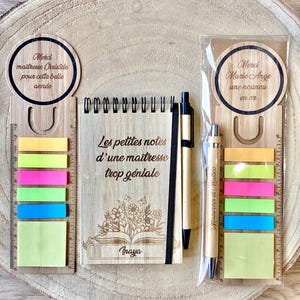 Bloc notes personnalisé pour cadeau maîtresse maître nounou atsem