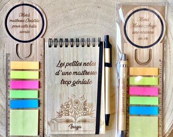 Bloc notes personnalisé pour cadeau maîtresse maître nounou atsem
