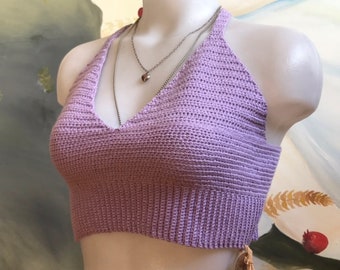 Bralette classica all'uncinetto / Top corto all'uncinetto personalizzabile, Top yoga corto