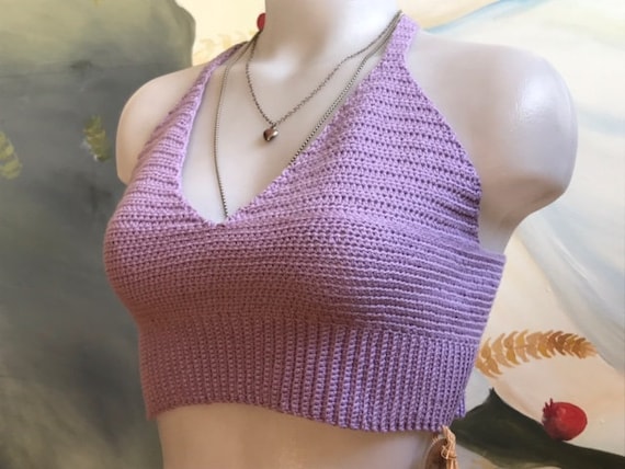 Crochet Classic Bralette Customizable Crochet Crop Top, Cropped Yoga Top 