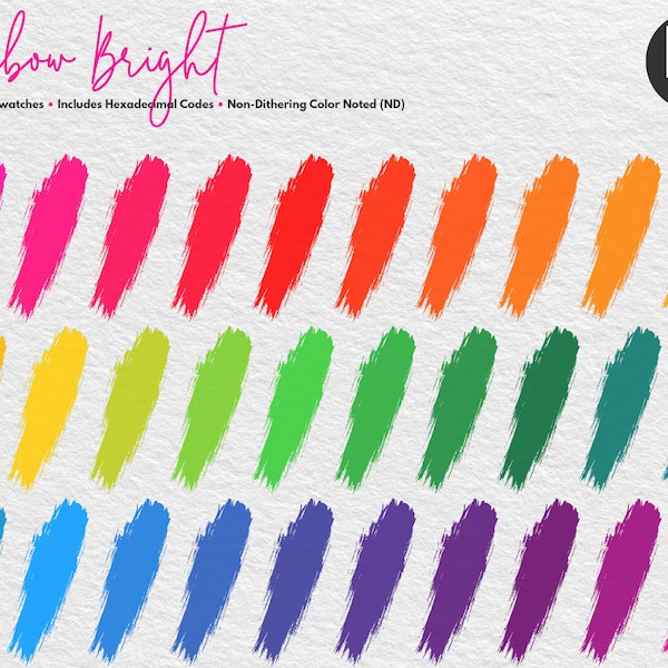 Color Swatches - Rainbow Bright - Procreate Palette - Adobe Color Palette - Branding Kit