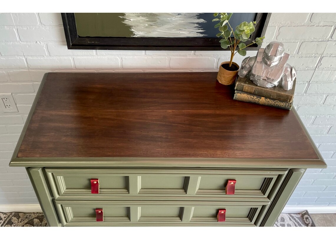 SOLD Dresser / Tall Boy / Refinished Furniture / Green Dresser Etsy