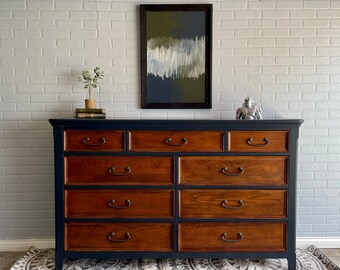 SOLD / Dressers Furniture / Refurbished Dresser / Bedroom Dresser / Thin Dresser / Dresser Vintage / Shallow Dresser / Two-Tone Dresser