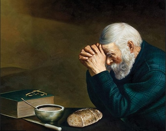 Canvas or Print - Grace by Eric Enstrom; Daily Bread Man Praying At Dinner