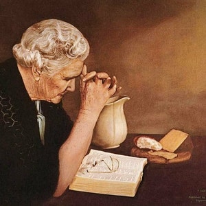 Canvas or Print -  Gratitude by Jack Garren (Old woman saying grace)