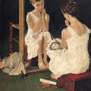 Canvas or Print -  Girl at Mirror by Norman Rockwell