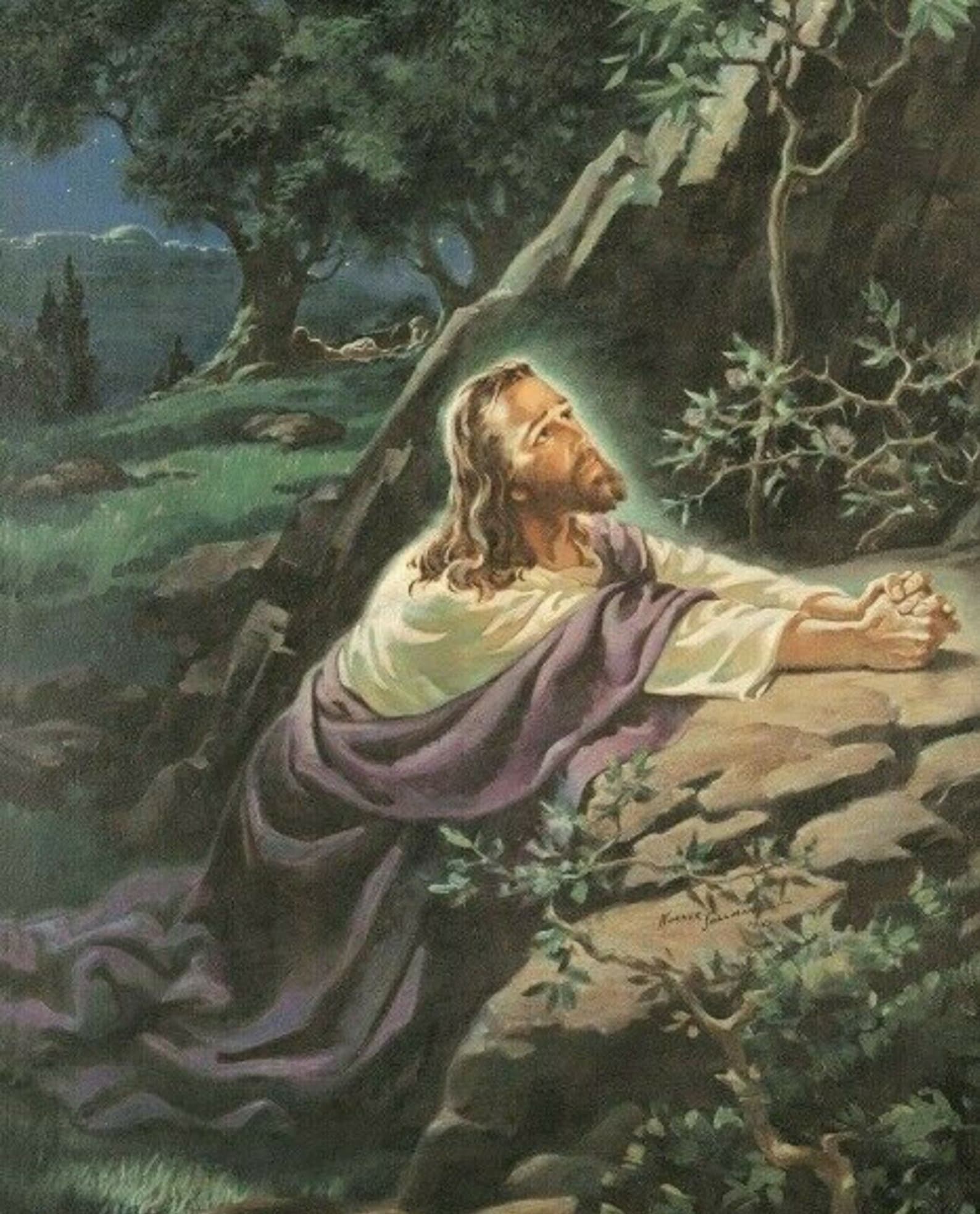 Print Christ Praying in Garden by Warner Sallman Etsy