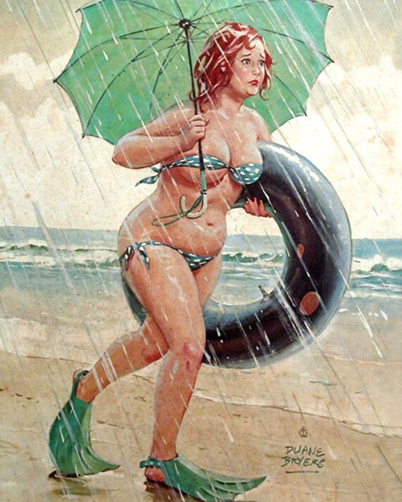 Duane Bryers 'Hilda' Print – 'Bath Time Phone Call' Vintage Pin-Up Art