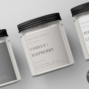 Minimal Candle Label Template, Modern Candle Label, Customisable Label, Wax Melt Label, Editable Candle Labels, Label Template Canva, DIY