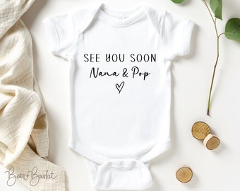 Grandparent Announcement Baby Bodysuit | Baby Grandparent Reveal | See You Soon Nana & Pop | Grandparent Gift | Baby Bodysuit Gift | Romper