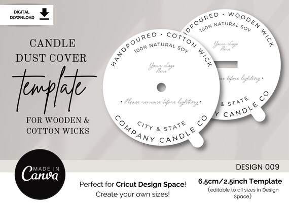 Editable Candle Dust Cover Template, Printable Candle Dust Covers