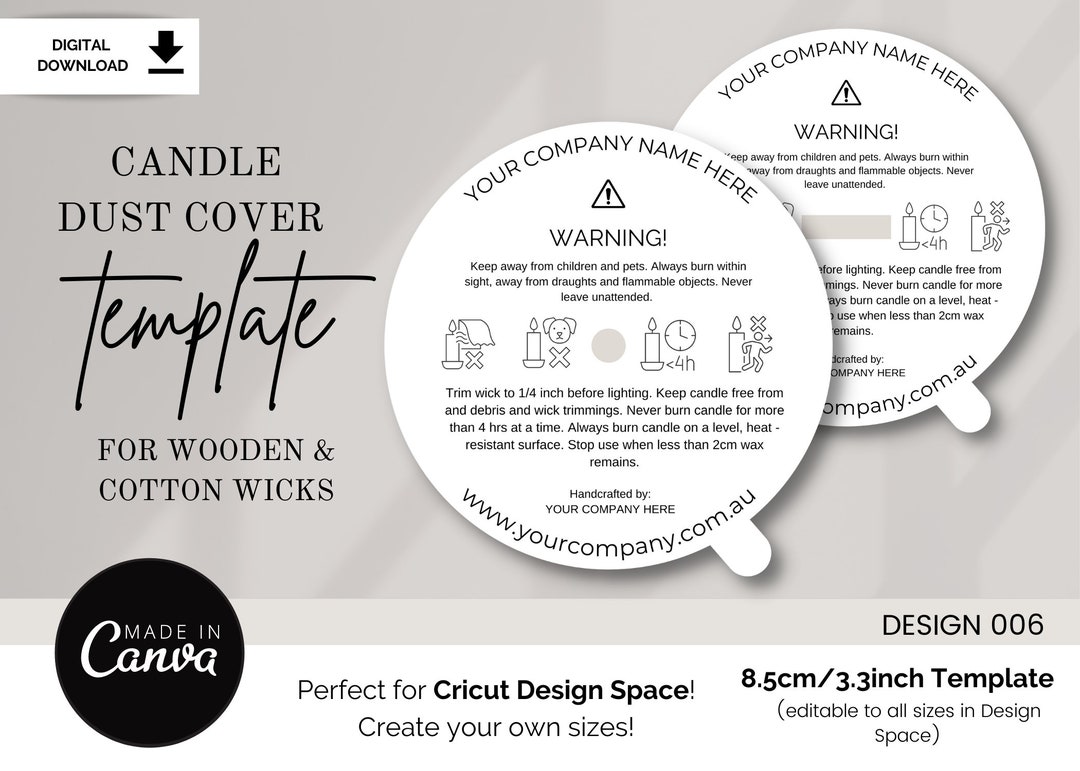Candle Dust Cover Template / Editable Candle Dust Cover / Canva ...