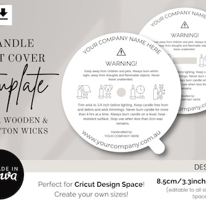 Candle Dust Cover Template / Editable Candle Dust Cover / Canva Template / Cricut Dust Cover / Dust Cover for Cricut Design Space / 8.5cm