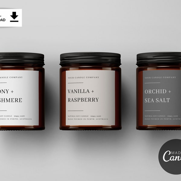 Minimal Candle Label Template, Modern Candle Label, Customisable Label, Wax Melt Label, Editable Candle Labels, Label Template Canva, DIY