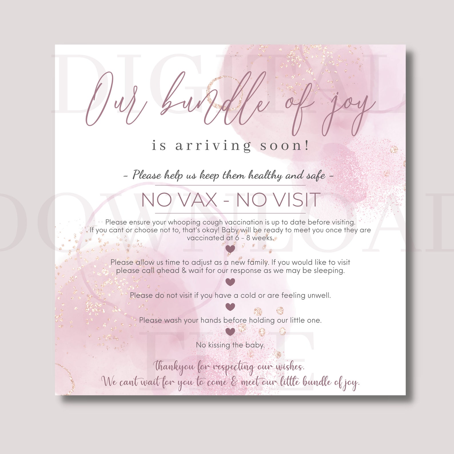 Baby No Visit No Vax Social Media Post Baby Social Media Etsy Australia