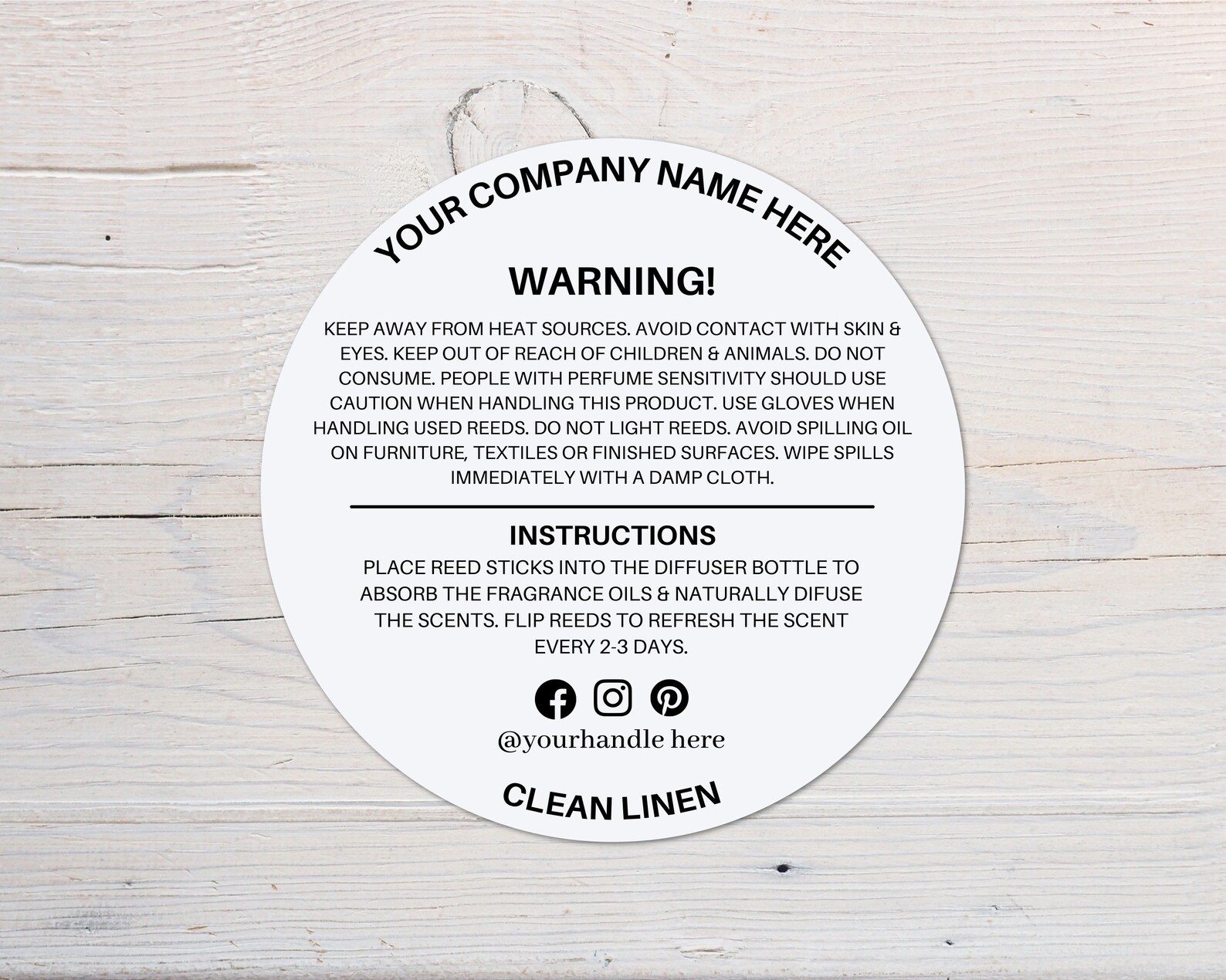 Reed Diffuser Warning Label Editable Reed Diffuser Label Etsy Australia