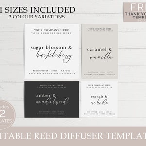 Editable Reed Diffuser Label | Reed Diffuser Labels | Canva Reed Diffuser Labels | Editable Candle Labels |  Canva Template DIY | D001