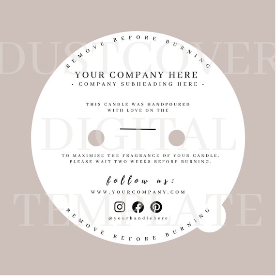 Use our Candle Dust Cover Templates 