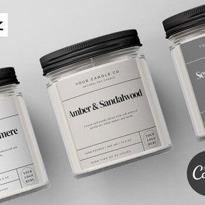 Candle Label Template | Modern Style Candle Label | 4 Colours | Customisable Label | DIY Label | Instant Download Label | Template Canva