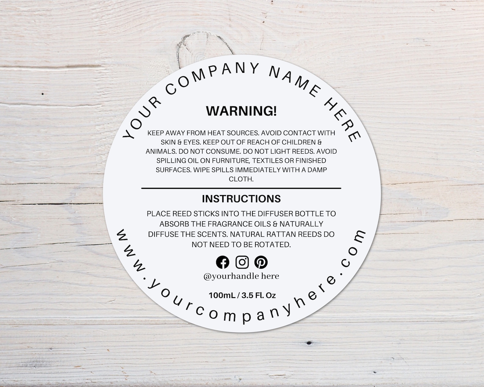 Reed Diffuser Warning Label Editable Reed Diffuser Label Etsy