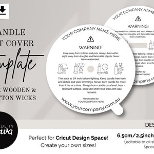 Candle Dust Cover Template / Editable Candle Dust Cover / Canva Template / Cricut Dust Cover / Dust Cover for Cricut Design Space / 6.5cm