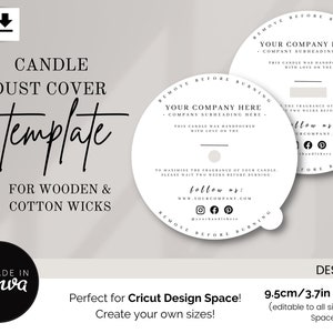 Candle Dust Cover Template / Editable Candle Dust Cover / Canva