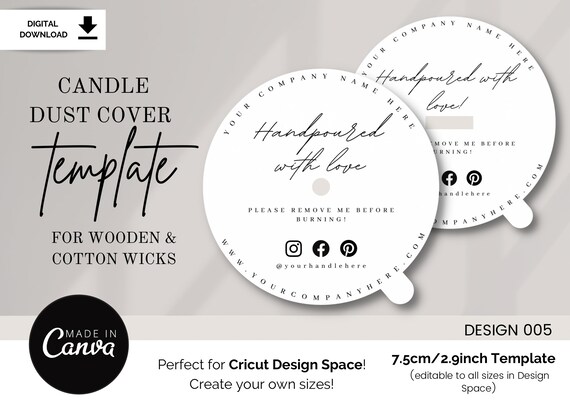 Printable Candle Dust Covers, Candles Dust Lid Template, Editable