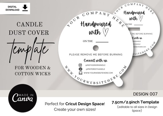 Candle Dust Cover Template / Editable Candle Dust Cover / Canva