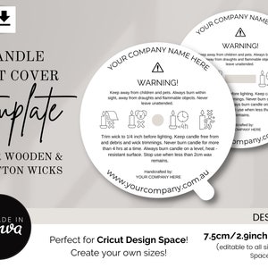 Candle Dust Cover Template / Editable Candle Dust Cover / Canva Template / Cricut Dust Cover / Dust Cover for Cricut Design Space / 7.5cm