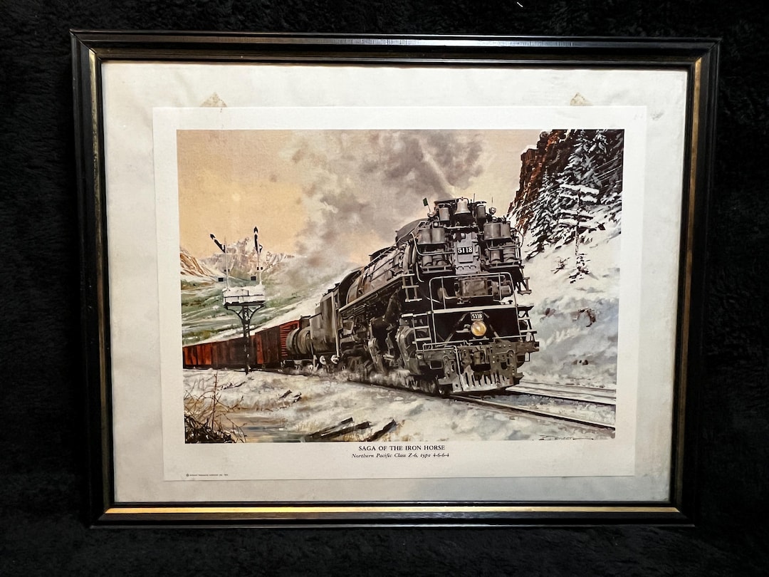 Vintage Steam Locomotive Railroad Art Print Framed Iron Horse - Etsy