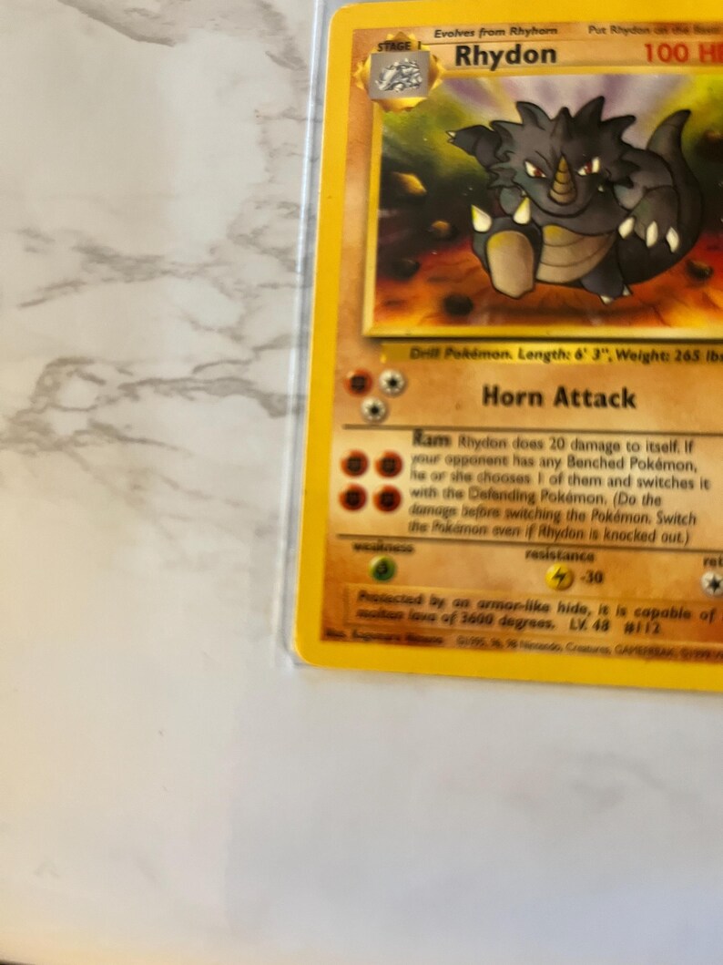 Pokemon Rydon Card 1999 Rhydon Pokémon Card – Jungle Set, WOTC #45/64 - Never Played - Etsy