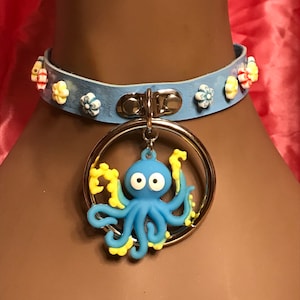 Blue ‘ Octopus Arms  “ Pastel kawaii emo goth Choker Necklace Collar cat kitten sea