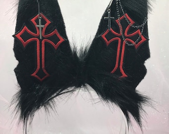 The “ Black Out “ Black fox Pastel Kawaii Ears Candy headband head band cosplay emo goth satanic