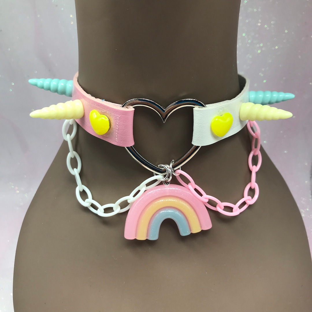 pink-rainbows-pastel-kawaii-emo-goth-choker-necklace-collar-cat