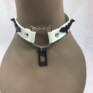 White black  ‘ Chopped “ Pastel kawaii emo goth Choker Necklace Collar cat kitten snake magic moon witch guillotine
