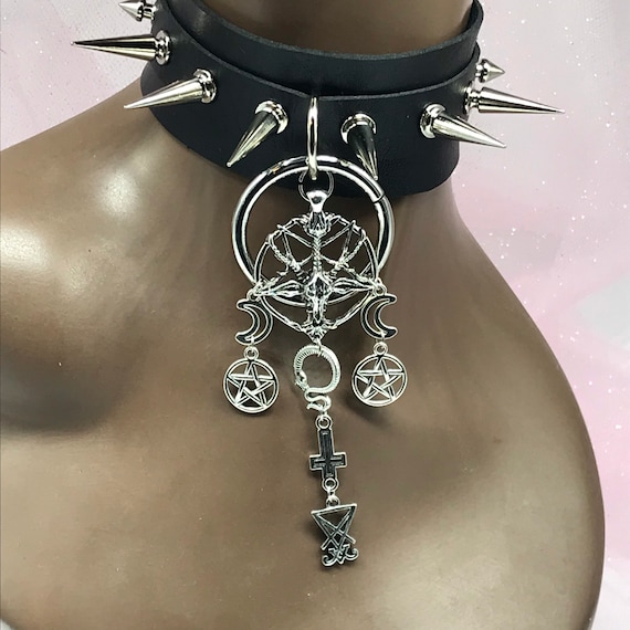 Black “ Goat “ Gothic Emo Grunge Punk Choker Necklace Collar