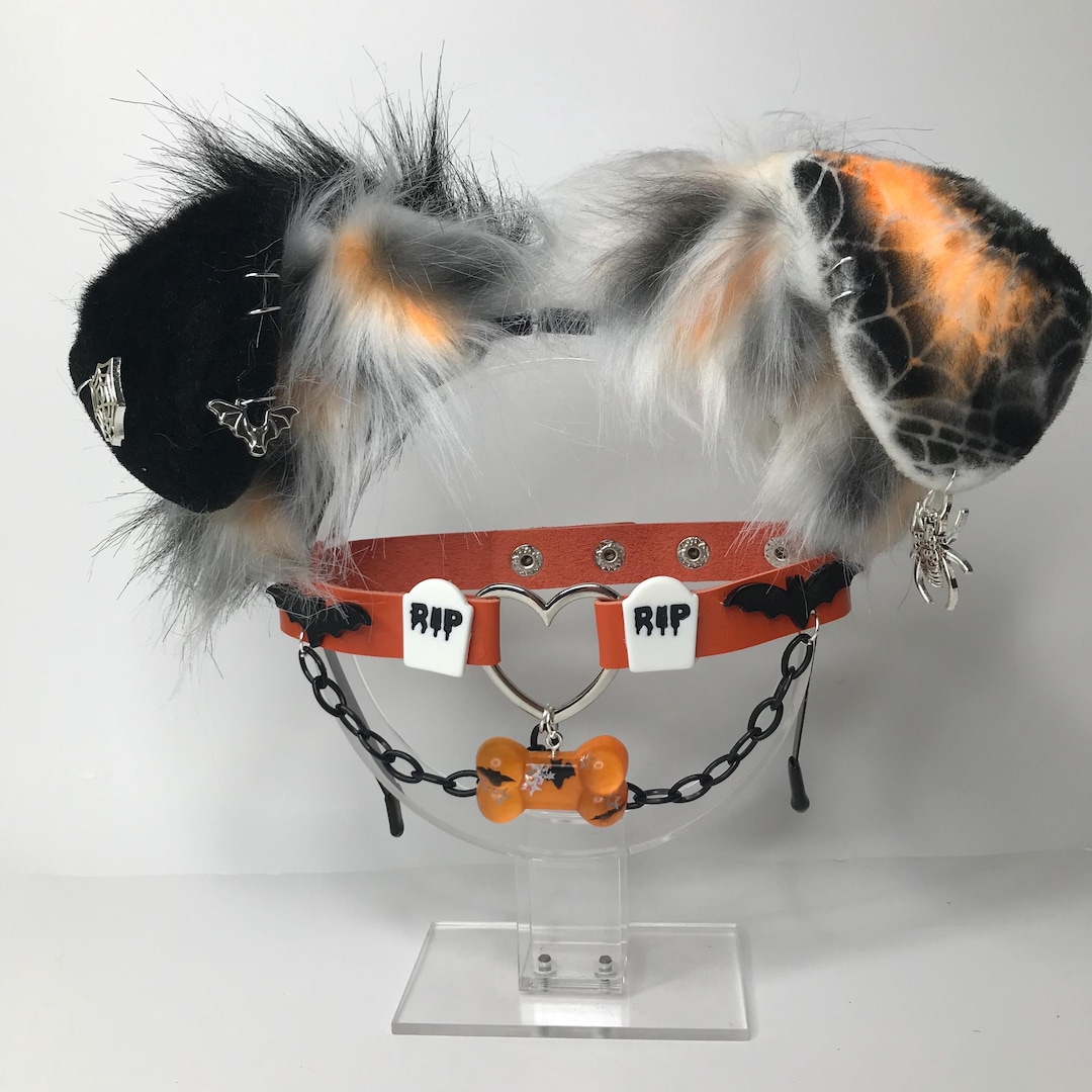 Puppy Dog Web Spider Orange Black Halloween Horror Dog Ears Headband Head Band Cosplay Collar Choker Set Blood - Etsy Canada