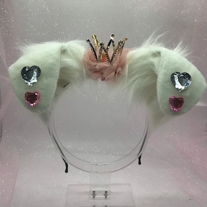 Pink / White Puppy princess Pastel Kawaii Dog Ears   headband head band cosplay