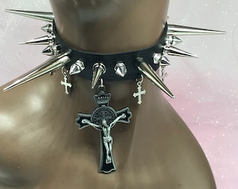 Black “ Sacrifice “ Gothic Emo Grunge Punk Choker Necklace  Collar
