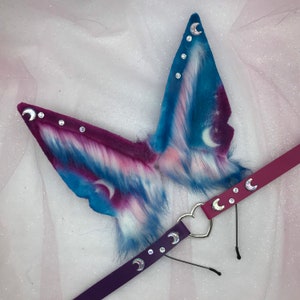 The “ Lunar Crescent “ Purple  blue / White pink Puppy princess Pastel Kawaii Fox ears Ears   headband head band cosplay collar choker set