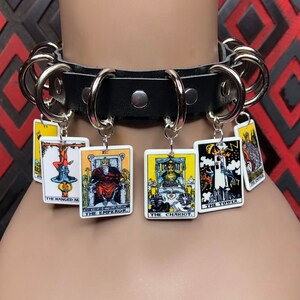 ブラック「リーディング」ゴシックエモグランジパンクチョーカーネックレスカラータロットカード