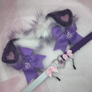 The “Puppy Love” Purple / white  Puppy Pastel Kawaii Dog Ears   headband head band cosplay