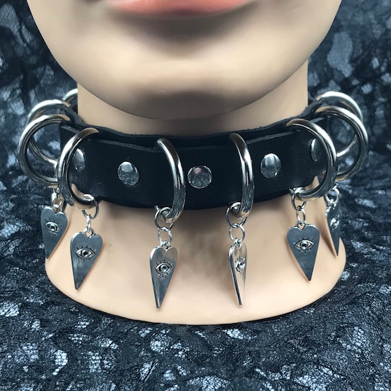 Gothic Emo Punk Black leather Choker Necklace