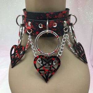 Black  “ Worship “ Pastel kawaii emo goth Choker Necklace Collar star witch