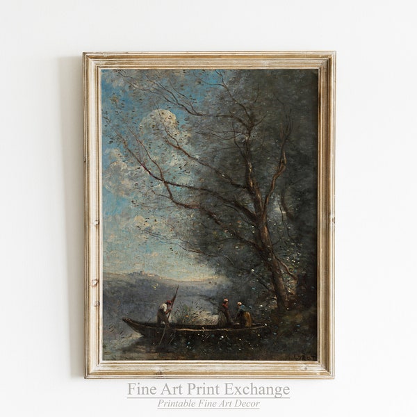 Camille Corot, The Ferryman, Fine Art Print Decor, Digital Download Print