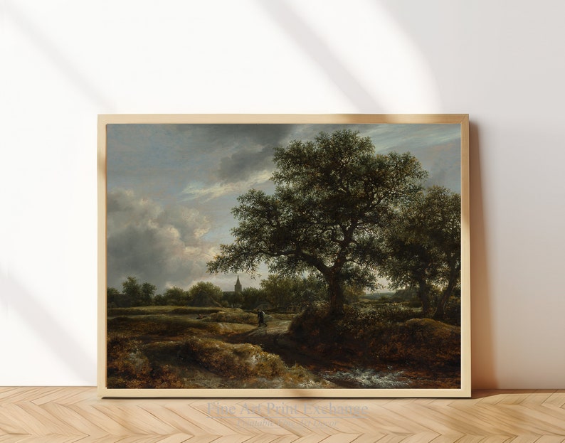 Jacob Van Ruisdael, Landscape With a Village in the Distance, Fine Art