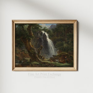 Achille-Etna Michallon, Waterfall at Mont-Dore, Fine Art Print Decor, Digital Download Print
