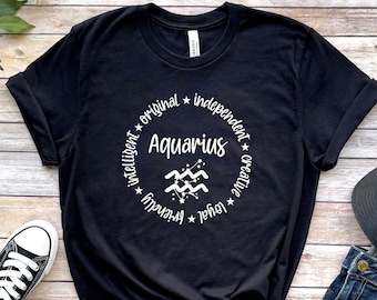 Aquarius Shirt, Astrologie Shirt, Waterman Geboorte teken, Sterrenbeeld Shirt, Waterman Verjaardagscadeau, Horoscopen Tee, Unisex Aquarius Tee