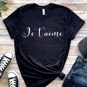 Koszulka Je T'aime, Koszulka I love you, Koszulka francuska, Ogłoszenie I love you, Romantyczny prezent, Prezent dla niej, Prezent dla niego, Koszulka dla par