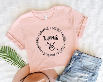 Koszulka Taurus, Koszulka astrologiczna, Znak urodzenia Byka, Koszulka zodiaku, Prezent urodzinowy Byka, Koszulka z horoskopami, Koszulka unisex Taurus